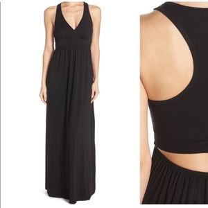 Hard tail open back maroon maxi dress, size small.